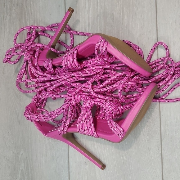 NEW Steve Madden Women Fiore Lace Up Gladiator heels sandals shoes sz 8.5M - Picture 7 of 11